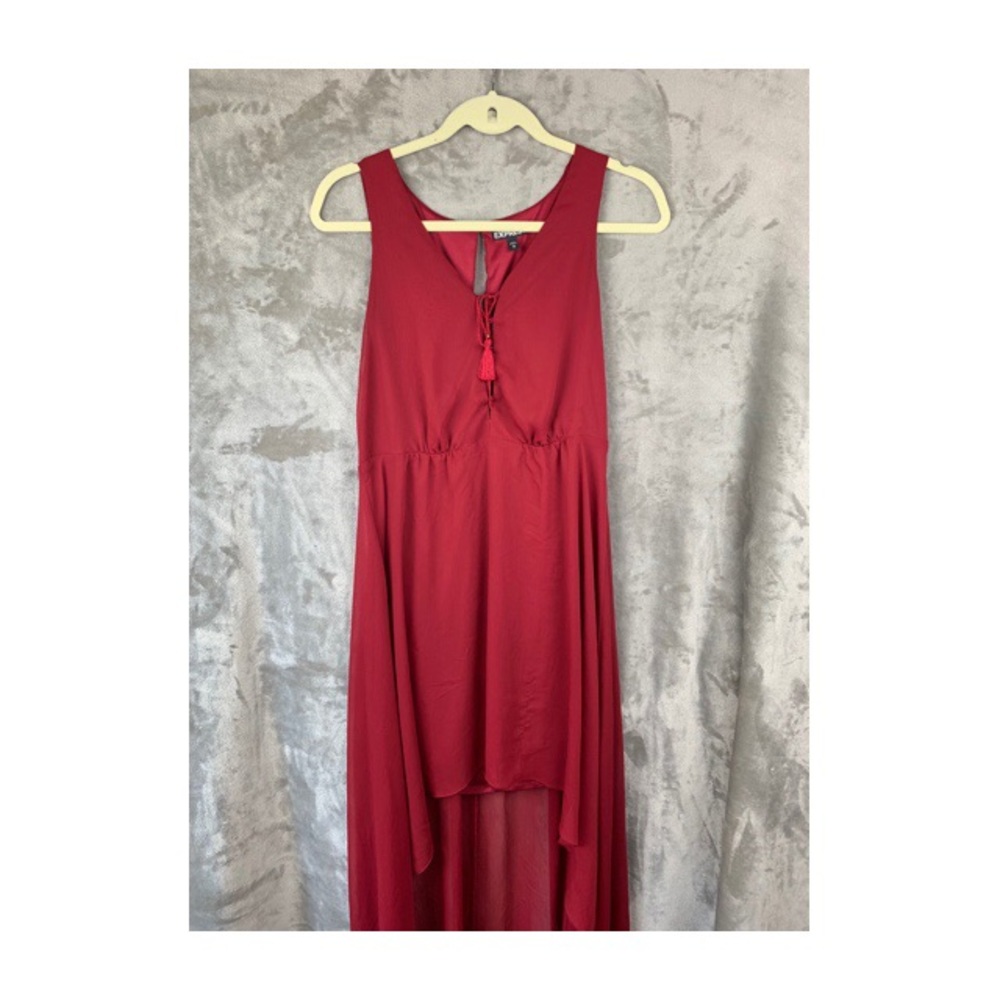 Red high low express dress